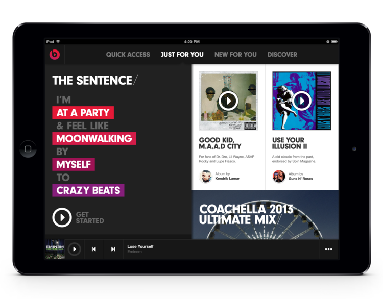 We wanted to get people used to "The Sentence" mechanic, on a platform that everyone was already familiar with. Also, just to kick up the incentive, we got some exclusive content from a pretty well-known artist. Our solution was this little game, embedded here. It's a 30-minute-long YouTube video that uses YouTube's annotations feature to fill out "The Sentence", loaded with easter eggs of content from Lady Gaga. Give it a spin.