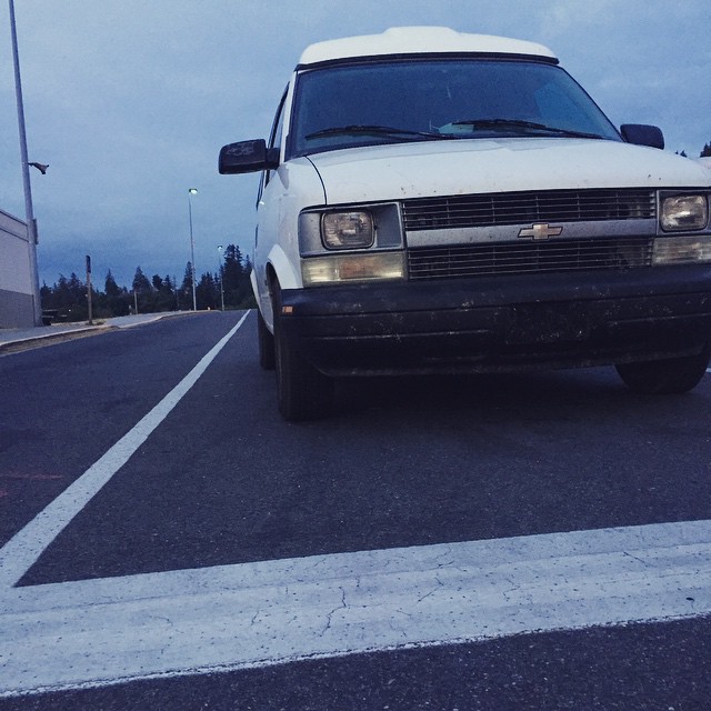 First in line for the San Juan Ferry this morning.  Yes, a few bugs on the bumper. 7,726 miles worth to be exact! #vanontherun #astrovan #astrosafari #sanjuanislands #fridayharbor #westcoastlife