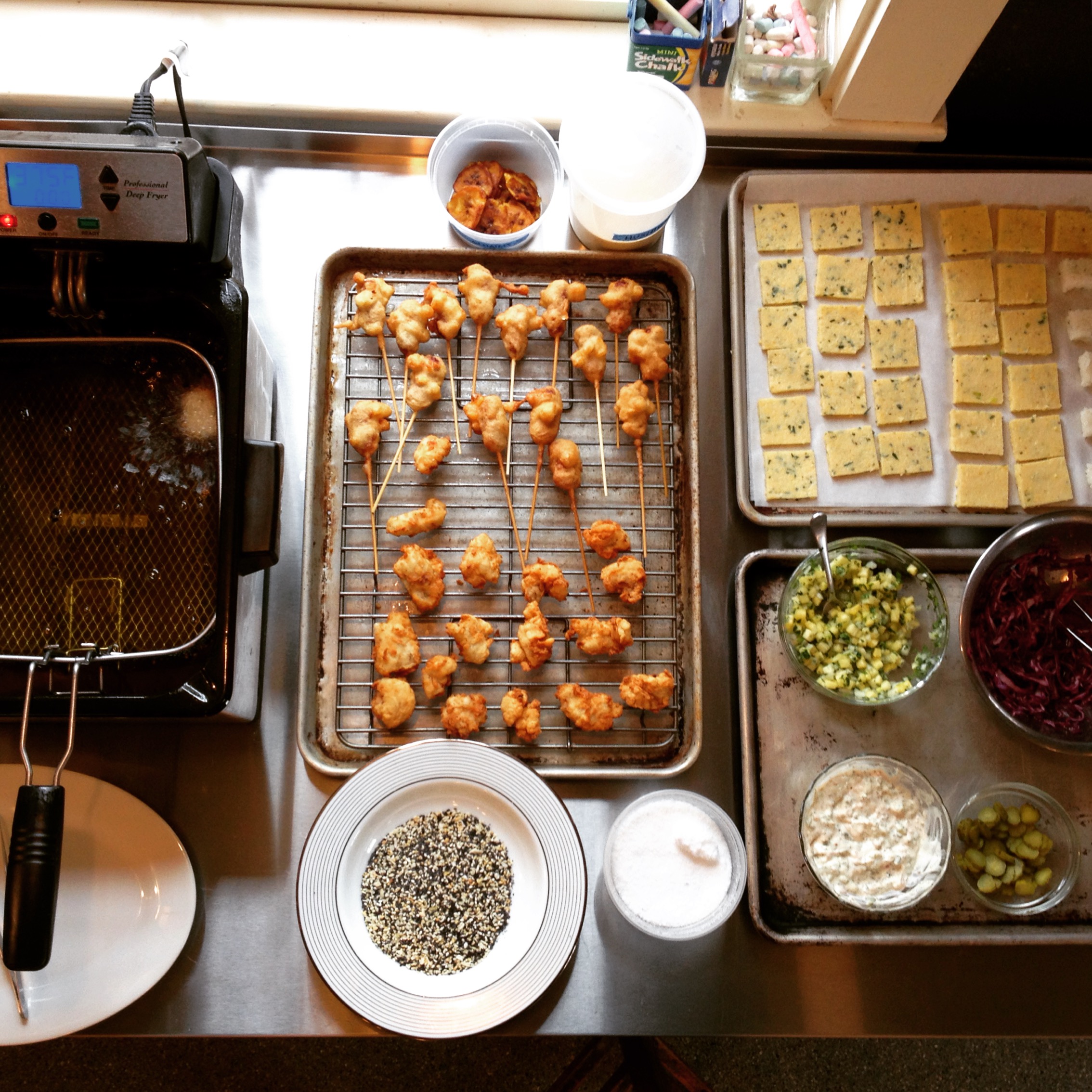 Mise en place for our staff tasting. | Trillium Caterers, Belfast, Maine