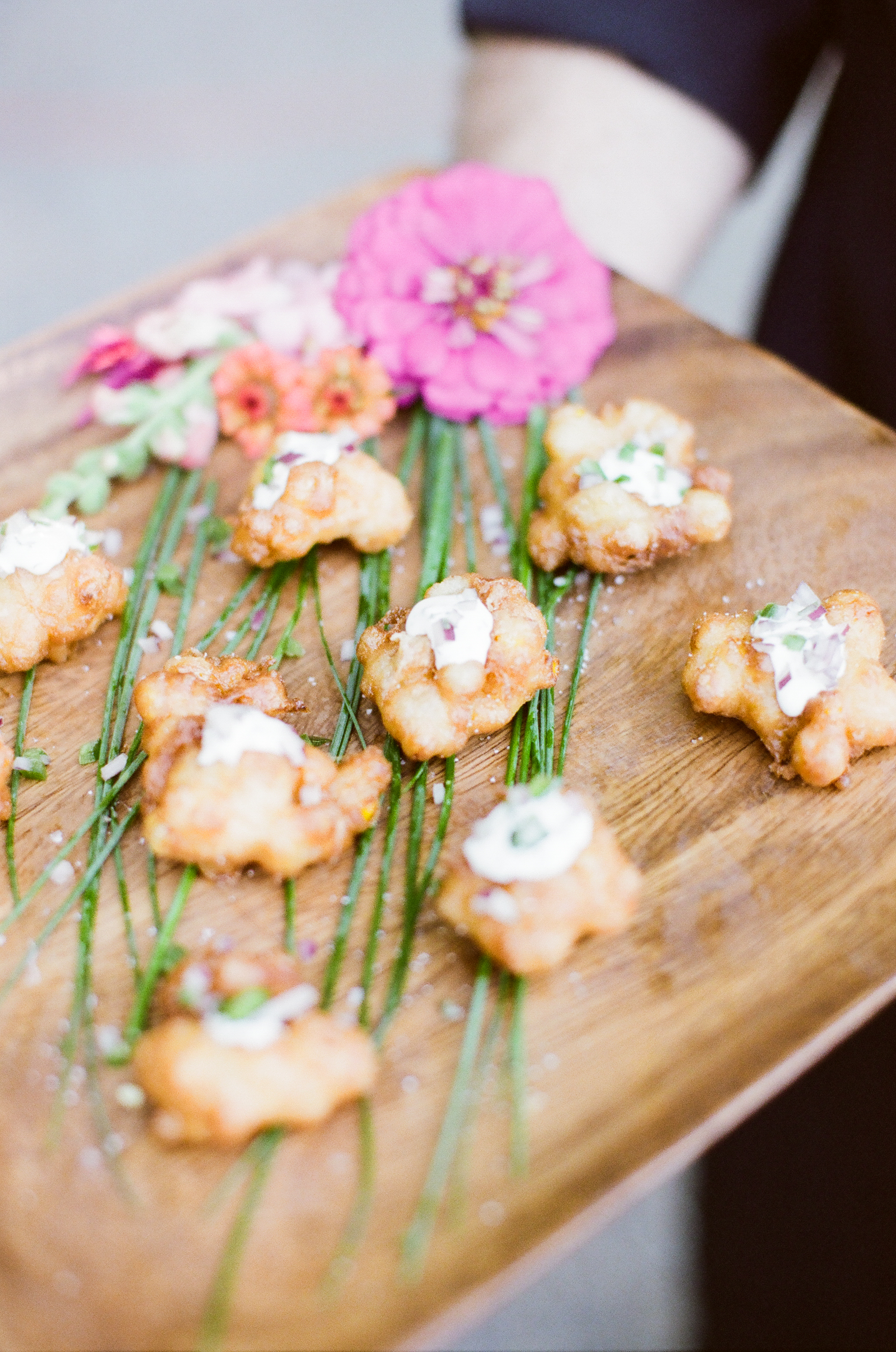 Corn Fritters with Crema | Trillium Caterers