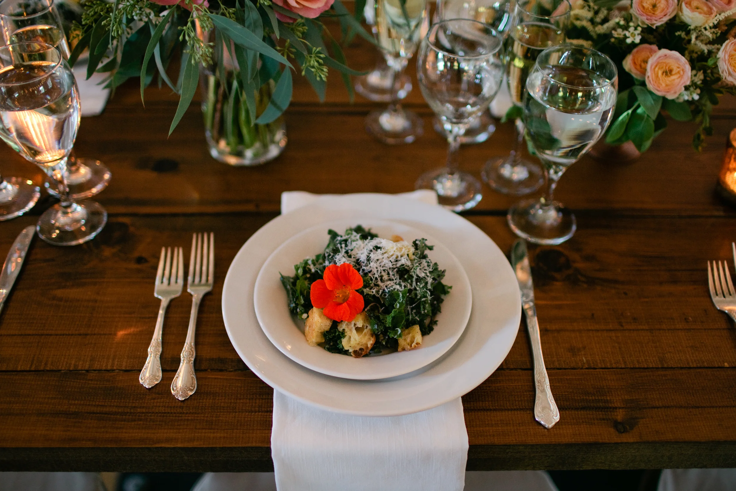 Kale Caesar with Olive Oil Croutons and Lemon | Trillium Caterers
