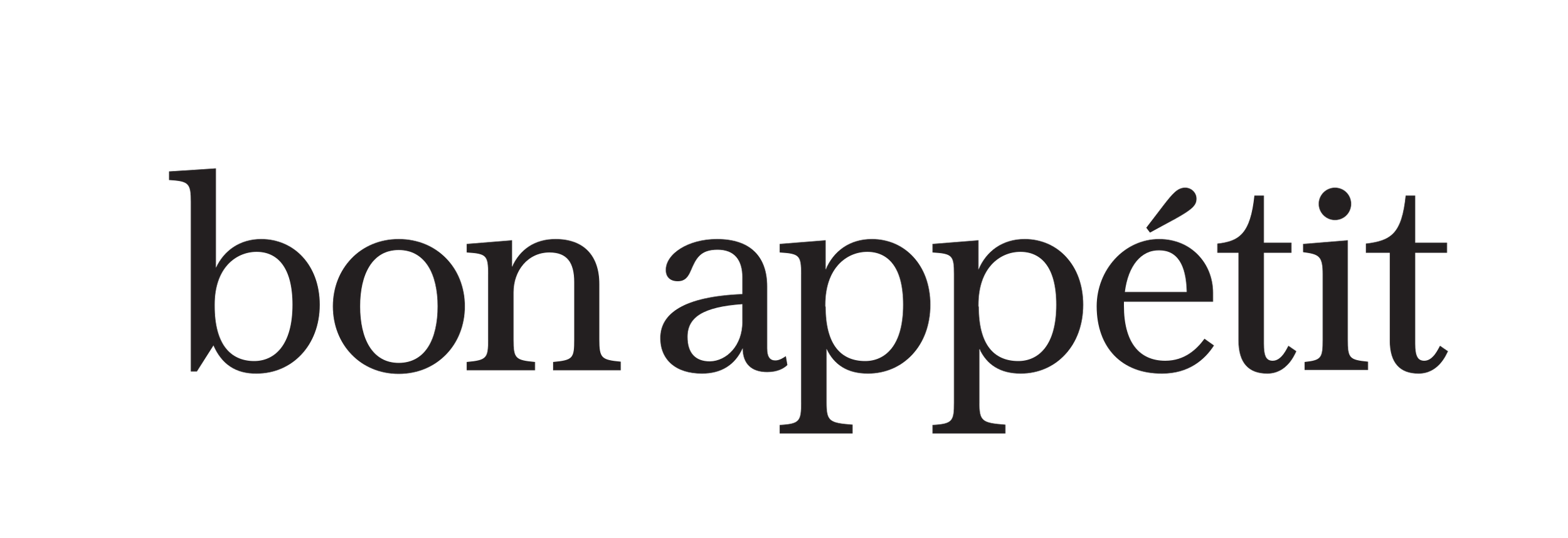 The text 'bon appétit' in lowercase black font.