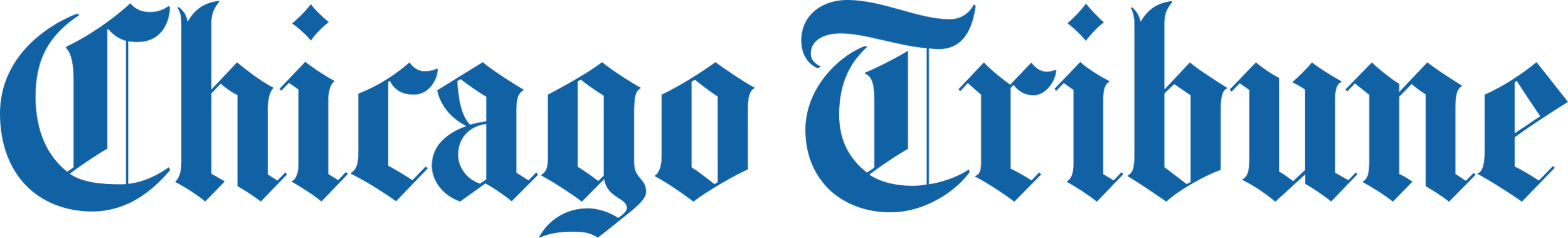 The Chicago Tribune logo in black and blue gothic font.
