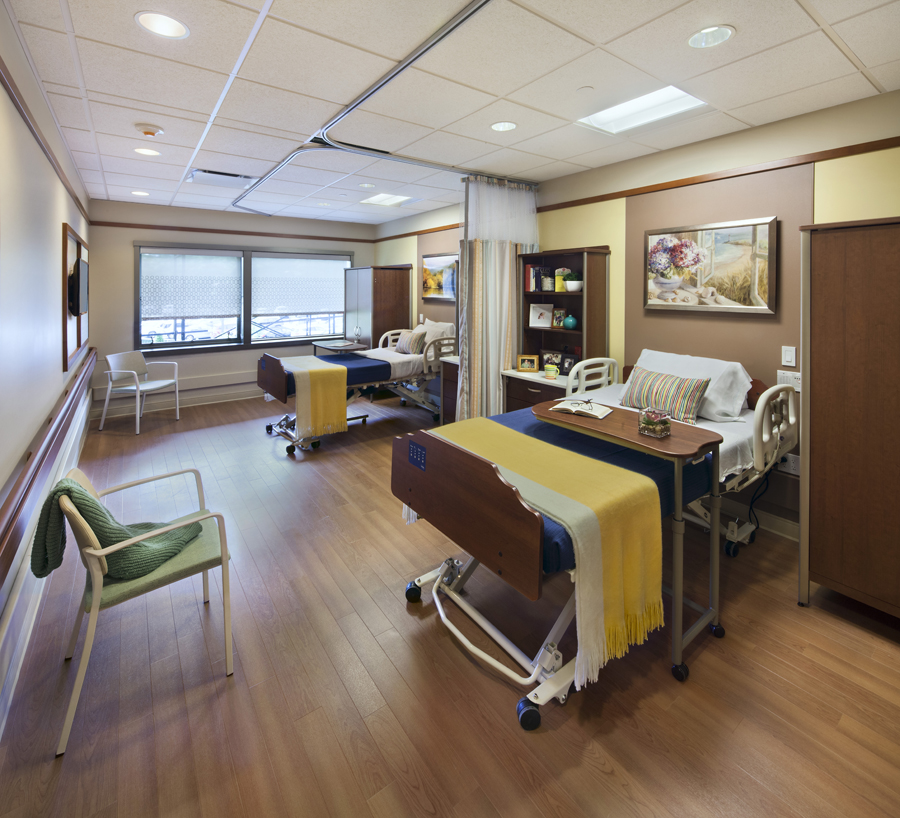 Parker Jewish Institute: 2 North. Tobin Parnes Design. NY. Healthcare Design. Patient Room.