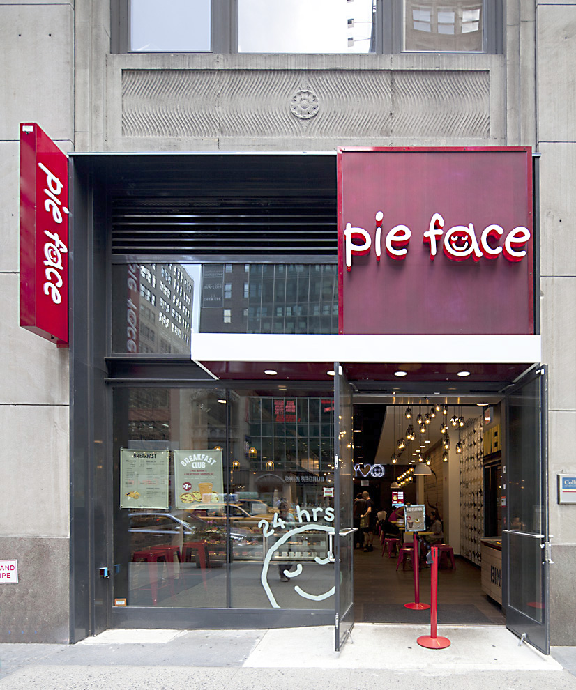 Pie Face. Tobin Parnes Design. NYC. Hospitality Design. Restaurant. Exterior. Storefront.