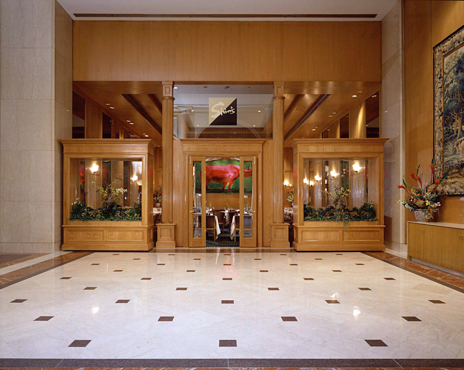 Shin's Restaurant & Hotel Lobby. Tobin Parnes Design. NYC. Hospitality Design. Restaurant. Exterior.