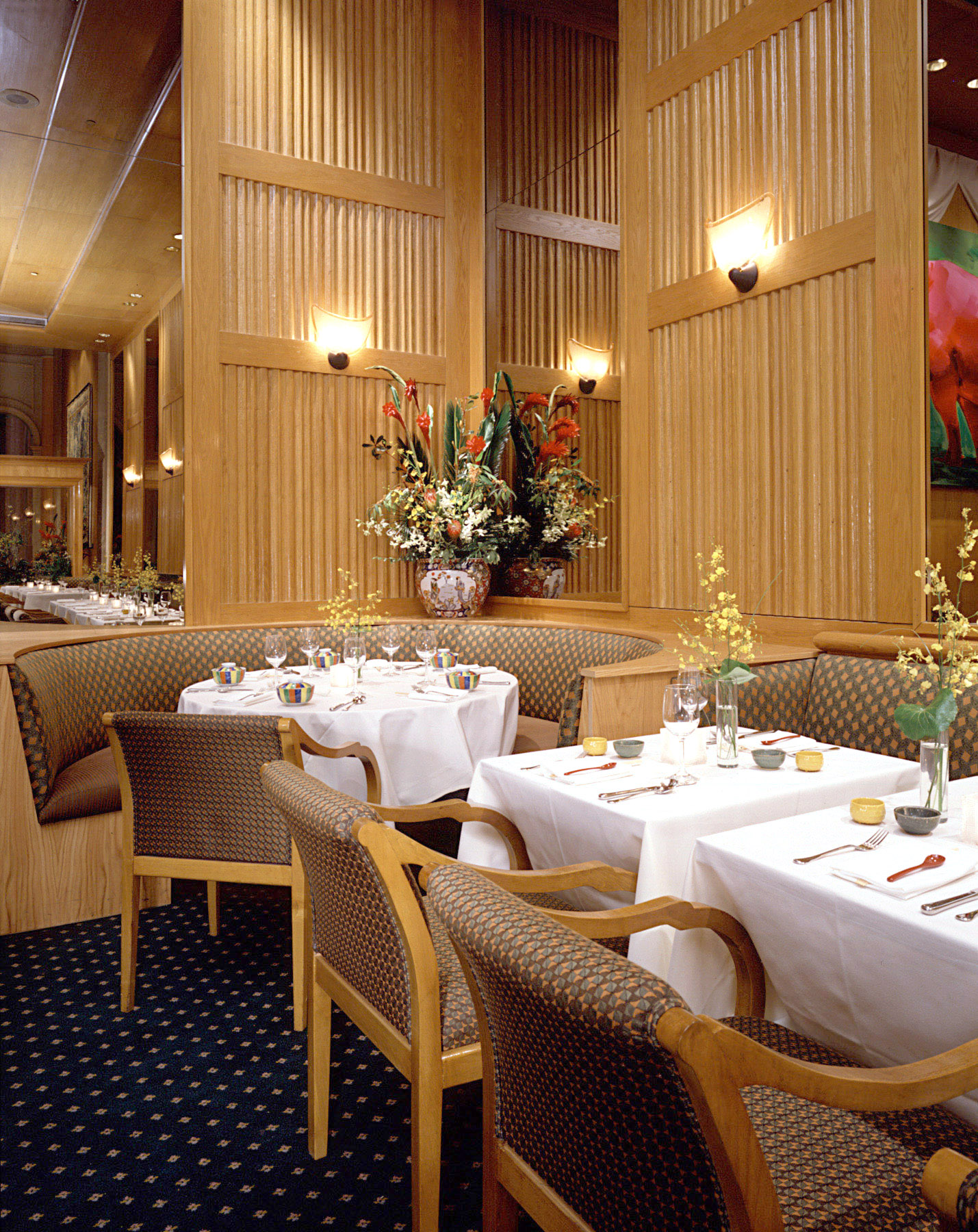 Shin's Restaurant & Hotel Lobby. Tobin Parnes Design. NYC. Hospitality Design. Restaurant. Dining Area.