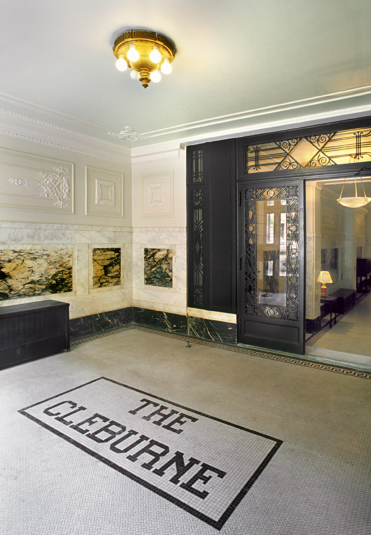 The Cleburne Historic Lobby.  Tobin Parnes Design. New York, NY. Historic Preservation. Entrance Area.