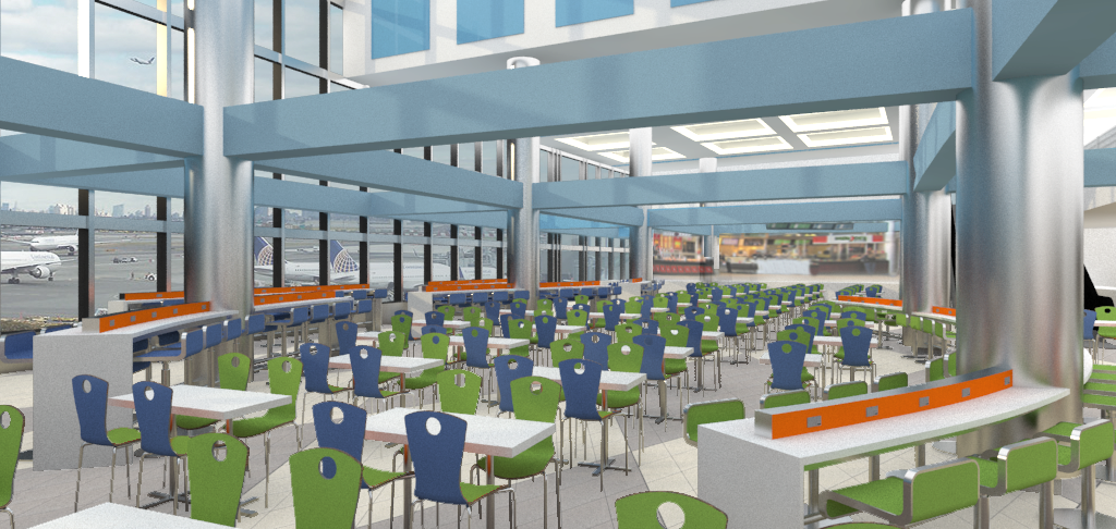 LaGuardia Airport. Tobin Parnes Design. Queens, NY. In Progress. Dining Area.