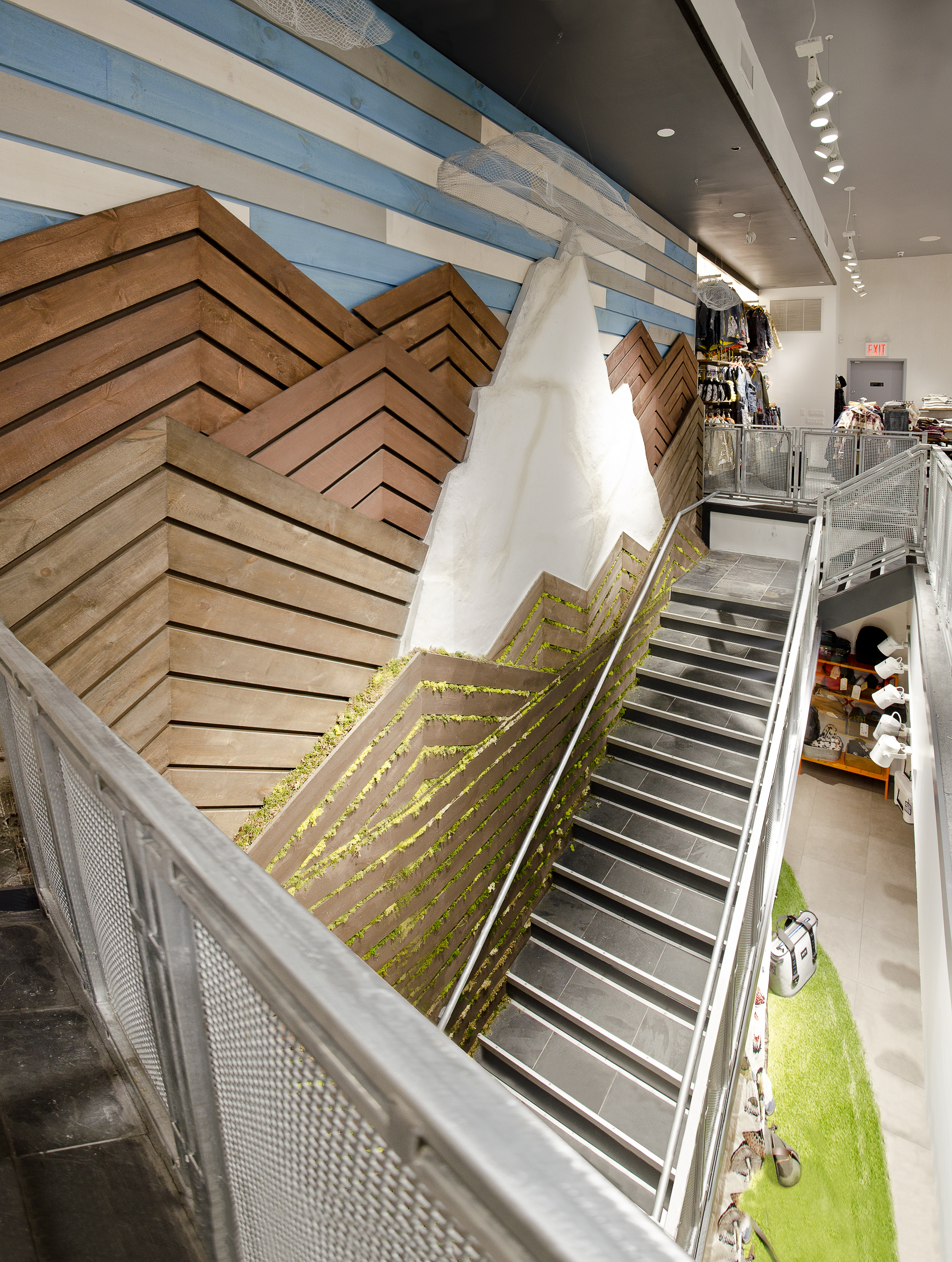 Burton Snowboards II. Tobin Parnes Design. NY. Retail Design. Stair.