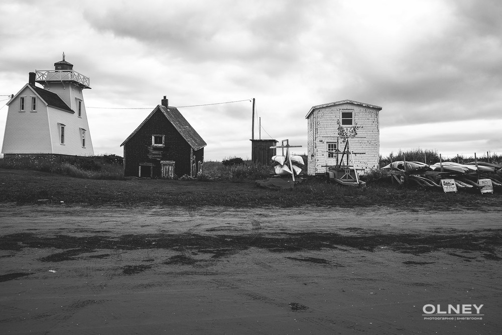 North Rustico harbour in early morning black and white olney photographe sherbrooke