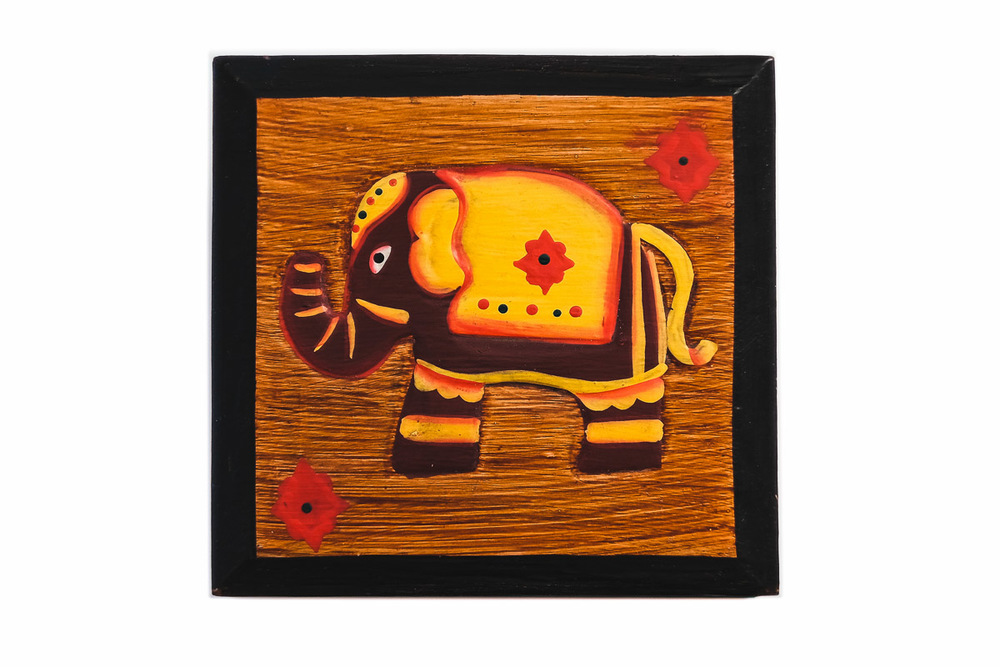 Wooden indian box with elephant