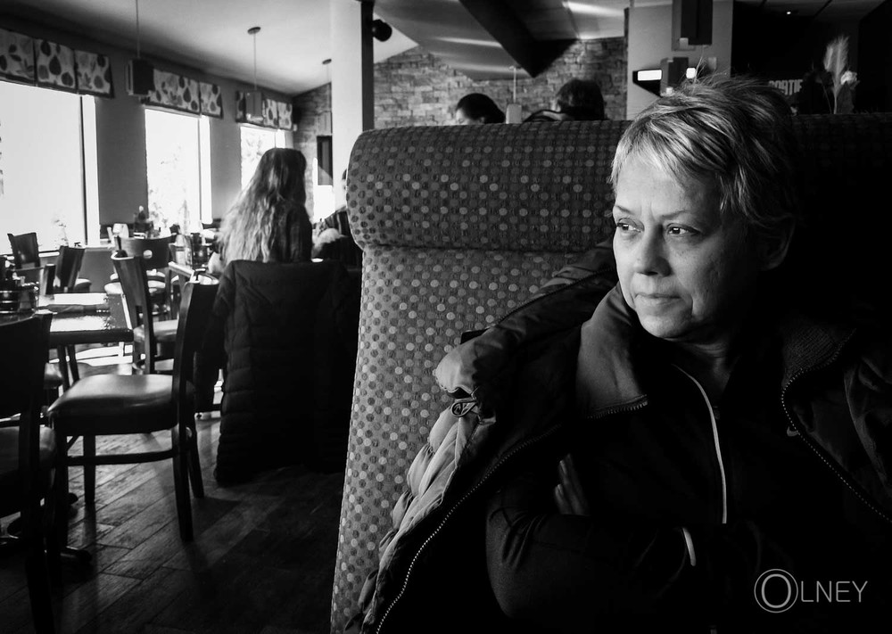 Waiting woman portrait in black and white