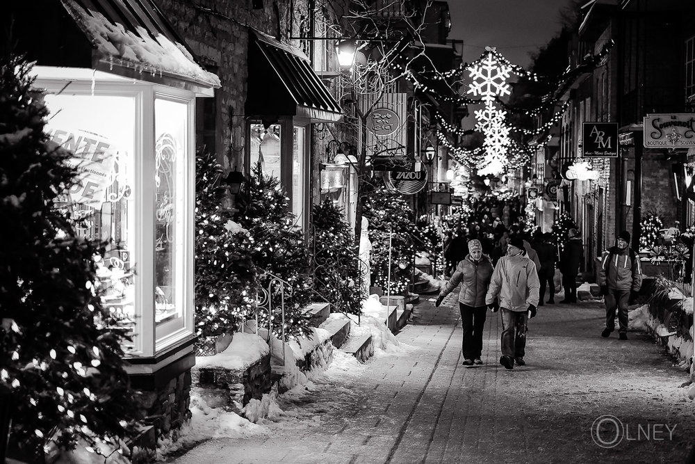 Petit Champlain street at night Quebec City