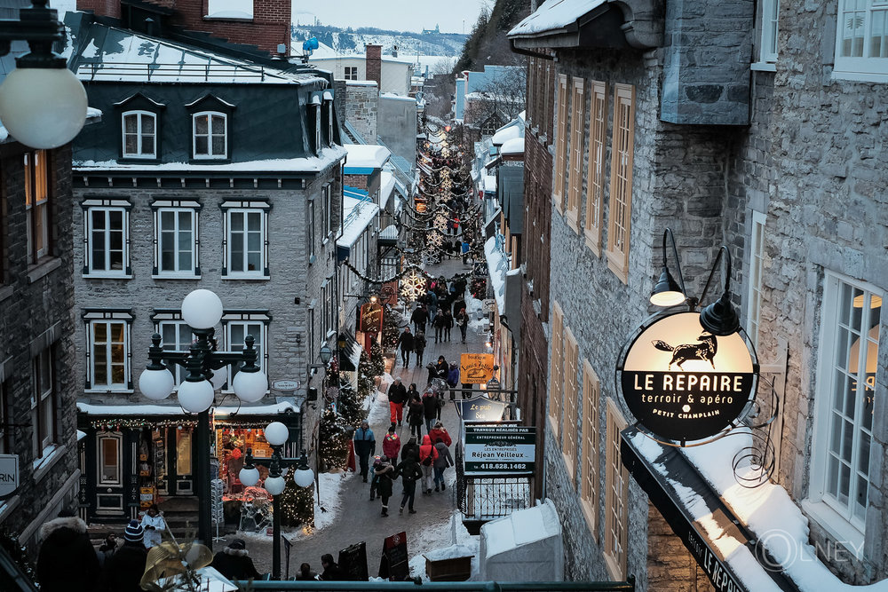 Petit Champlain street in quebec city historical district