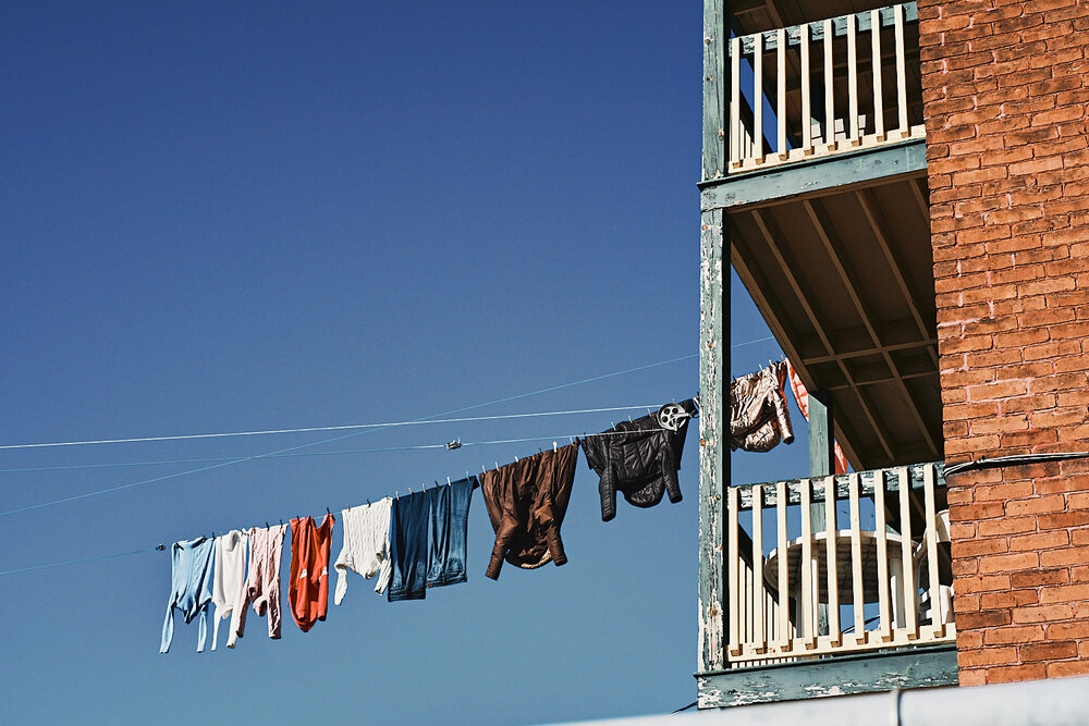 hanging clothes drying