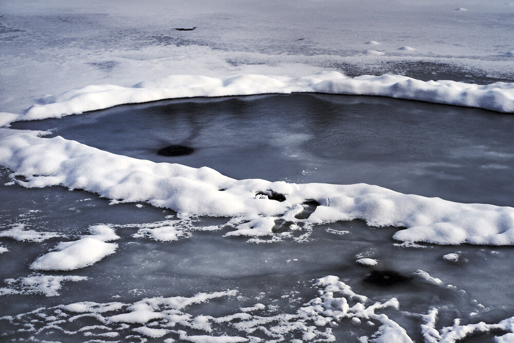 glace sur la rivière magog à sherbrooke qc