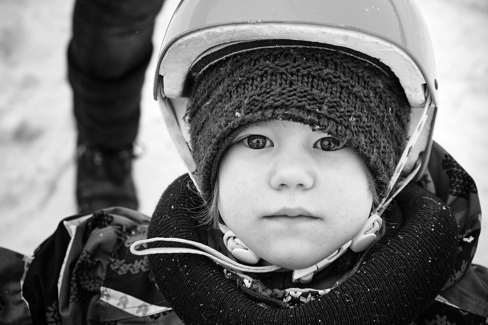 young girl looking at the camera