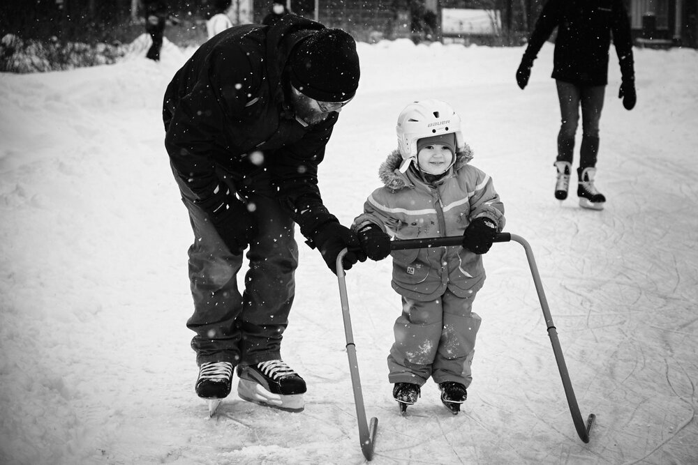 young girl learning to skate