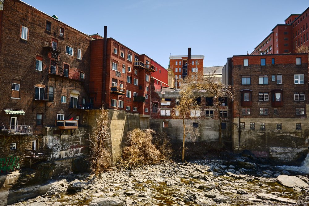 Sherbrooke buildings on Magog River