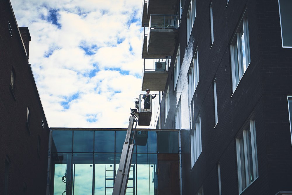 Prepping a new building in downtown Sherbrooke, QC, Canada