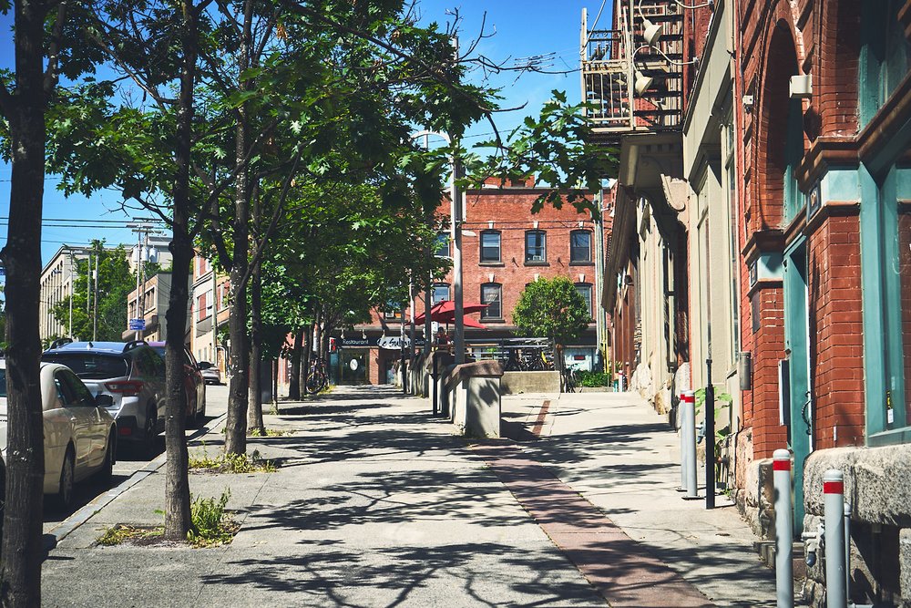 scene from Frontenac street in downtown Sherbrooke, QC, Canada