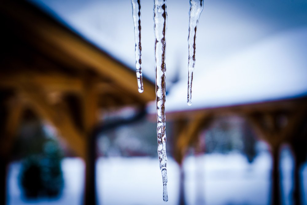 icicles and park buildings in North Hatley