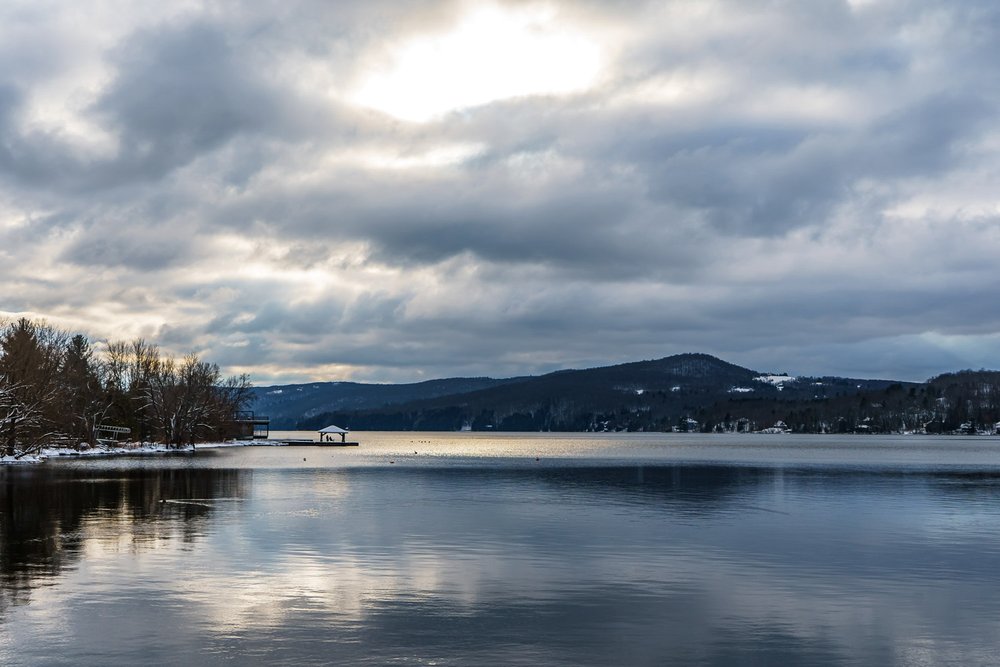 Lake Massawippi in winter, North Hatley, QC, Canada