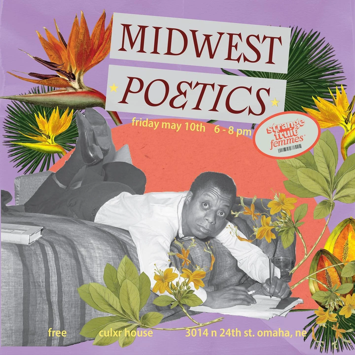 Hey Friends, a reminder that Midwest Poetics is tomorrow, Friday, May 10th @culxrhouseomaha 

We welcome you to write, meditate, sit with - whatever feels right to you - one of Beau Sia&rsquo;s 30 writing prompts in support of his goal to write 30 po