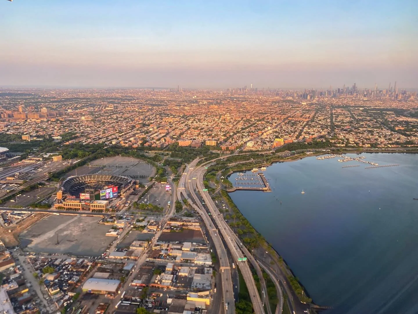 Early morning flights out of @lgaairport are the best, sunrise over @citifield and getting above the sunrise in the clouds ✨