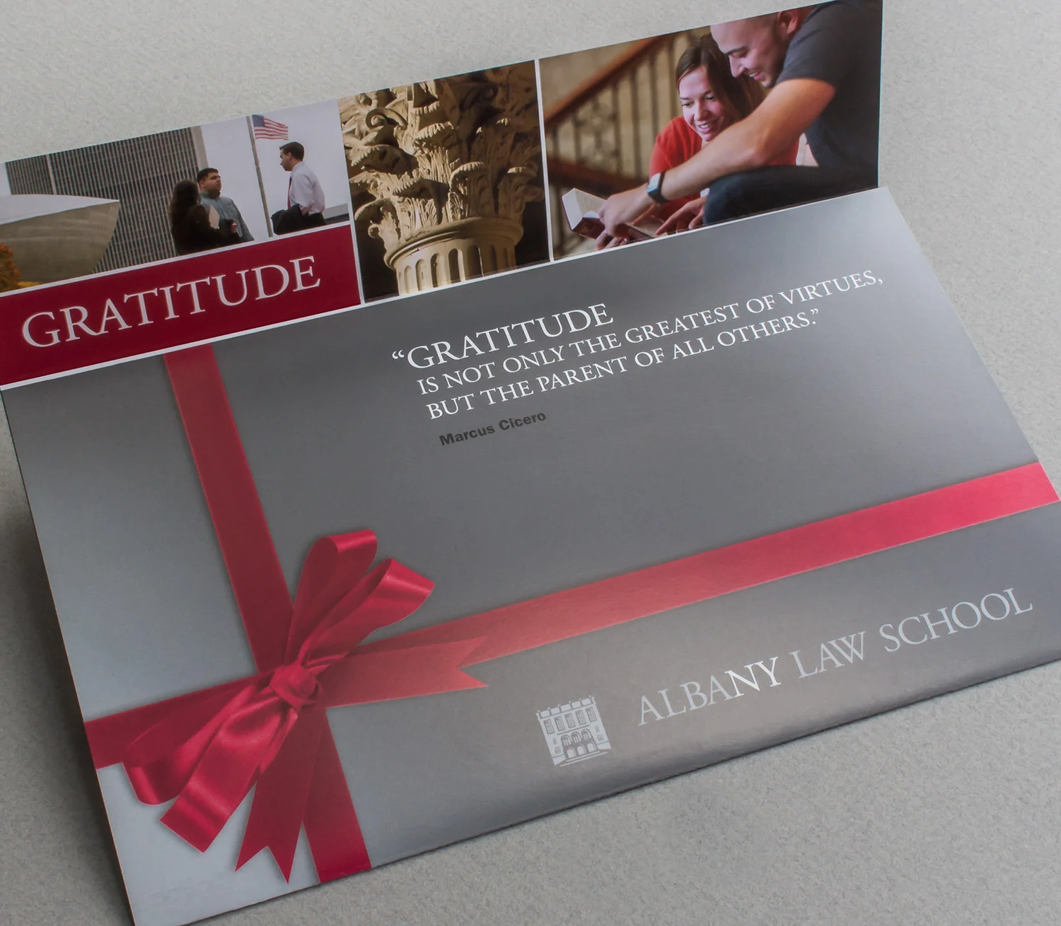 Panarama Design sketched many concepts for a gift-wrapped package for the outside panels of this mailer. (below)