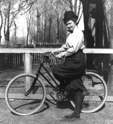 New Woman in cycling knickerbockers, c 1985 Courtesy of Victoriana Magazine