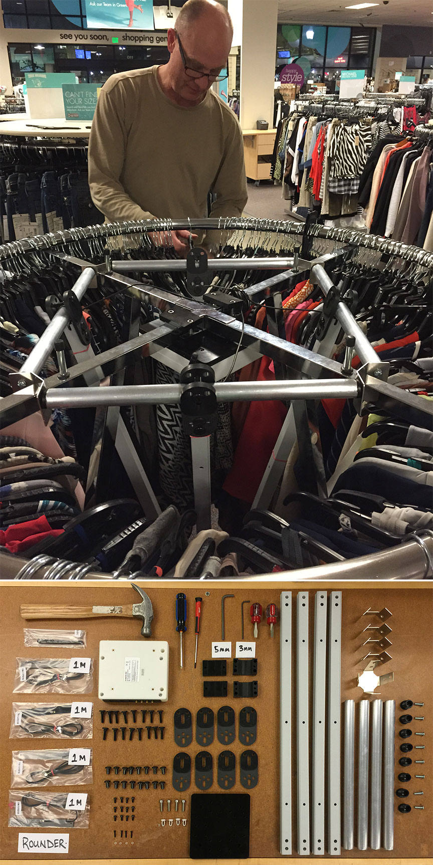 Installation of the initial prototype hardware was very complicated. It took on average 20-30 minutes to install one fixture. I was involved in this process over the course of many late night store installation sessions. Through these ef