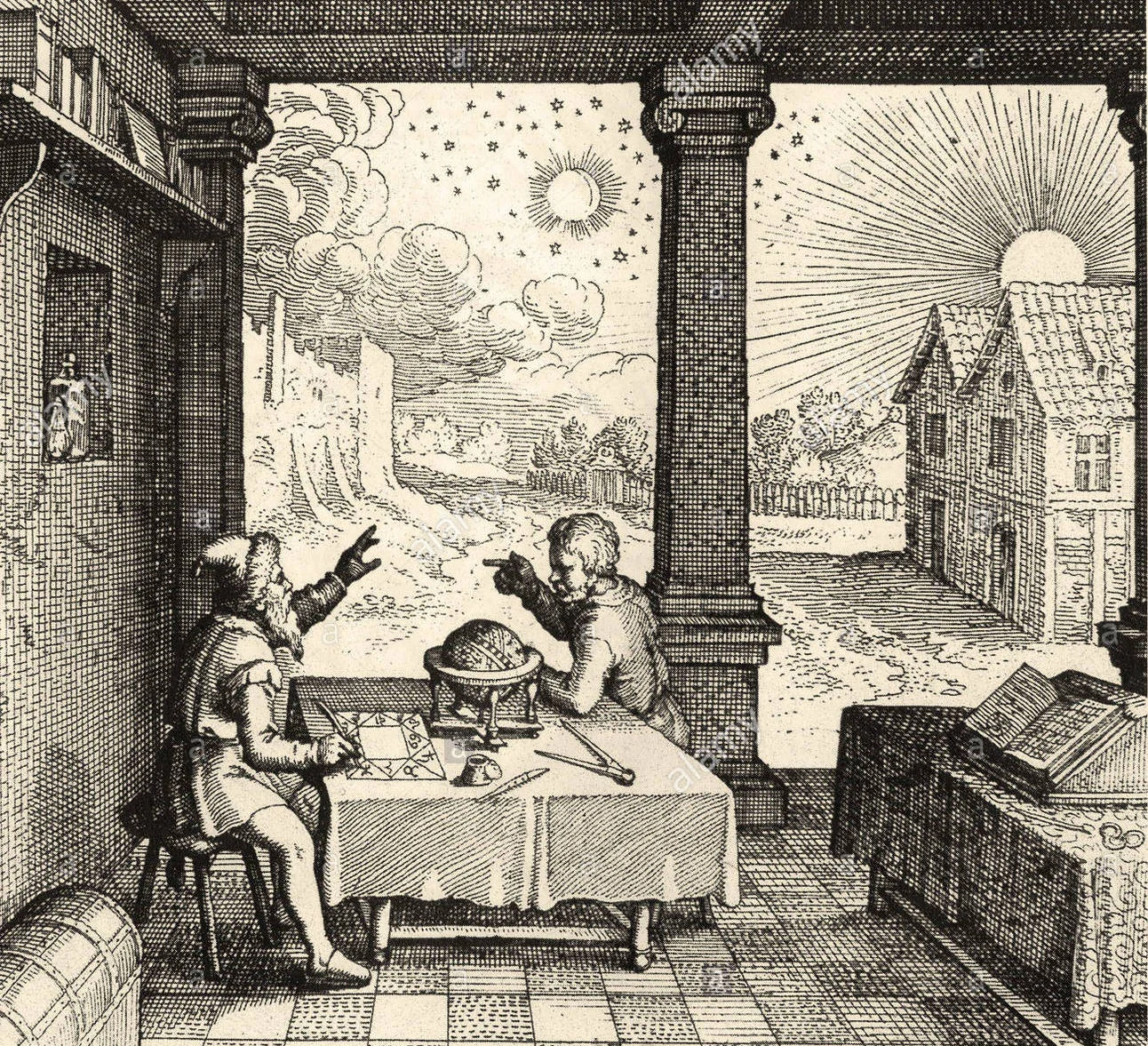 astrology-preparing-a-horoscope-from-robert-fludds-ultriusque-cosmihistoria-BM4C3P.jpg