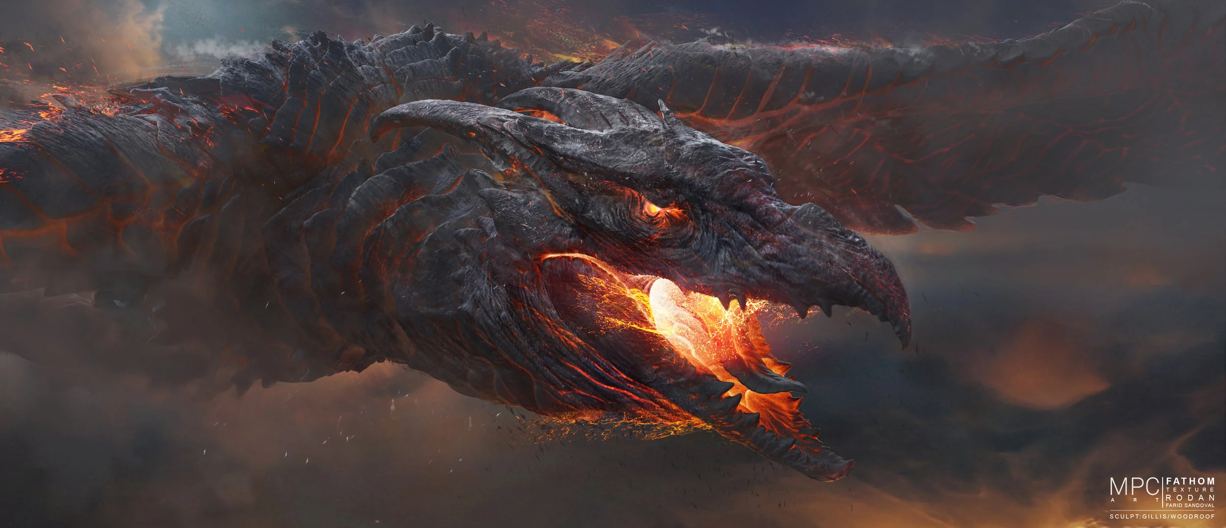  Here are a couple of the many images I got to do for Godzilla King of the Monsters. The director wanted us to create some key frames to explore the materiality of Rodan and to push the incredible work that Gill &amp; Woodruff had already done. In th