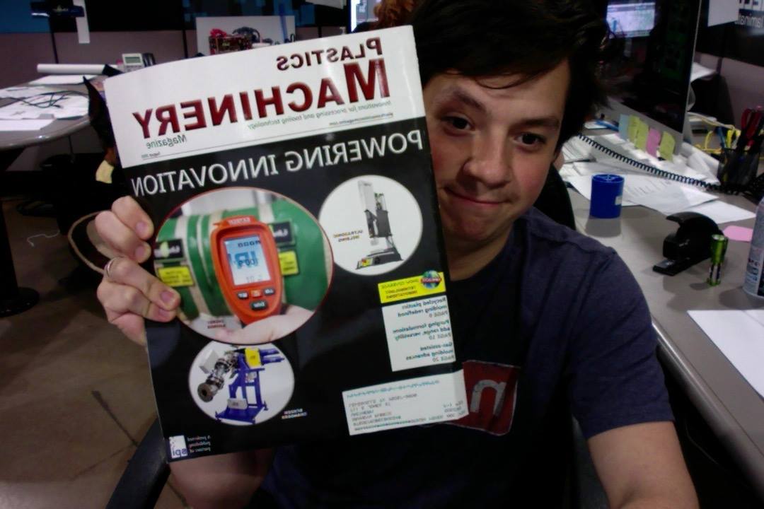 A photo of mine on the cover of Plastics Machinery.