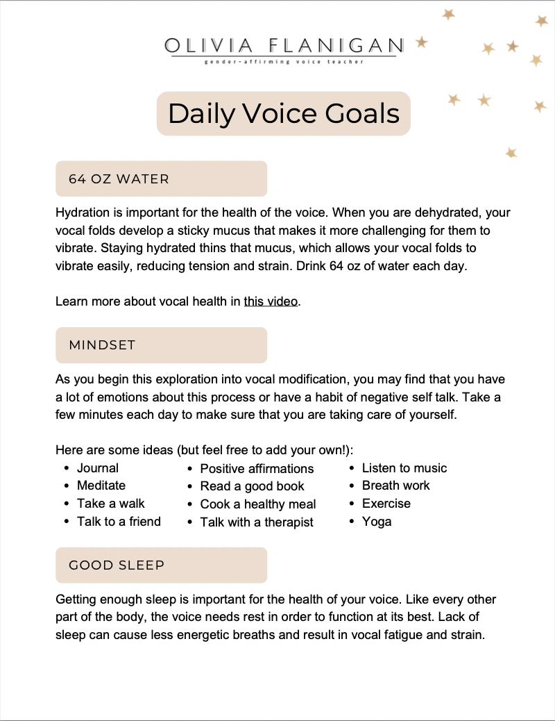 Olivia Flanigan's program for vocal health.