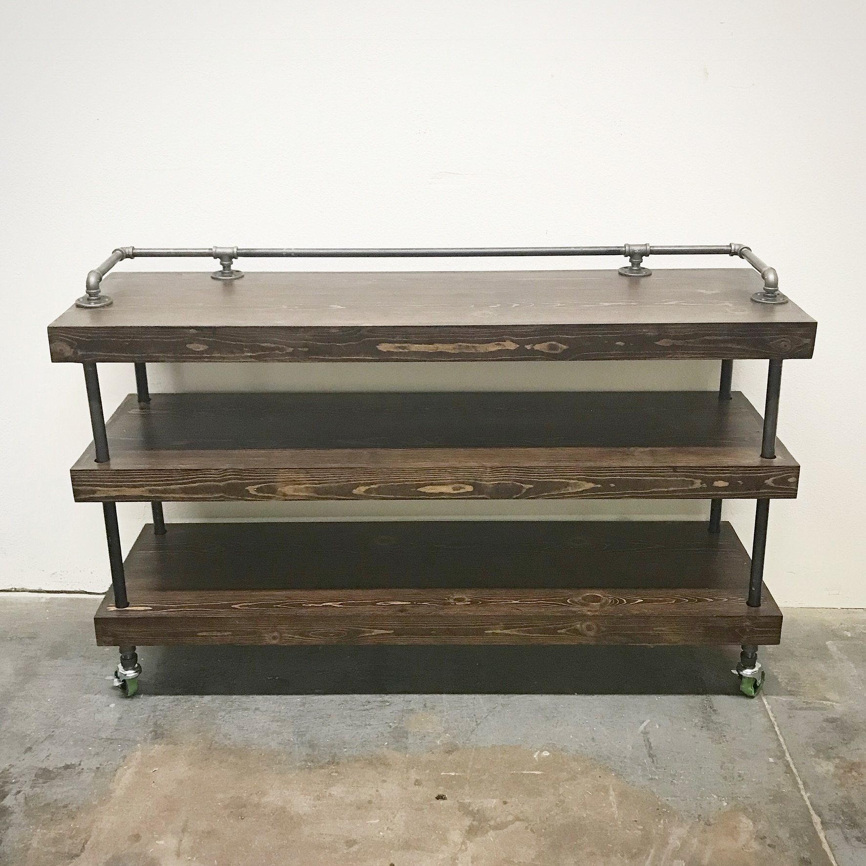 Wayne Buffet Cart with Drink Rail and Shelves