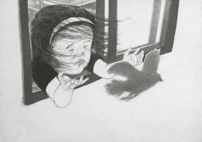 a free bird, Muk on Korean paper, 205 x 145cm, 2005