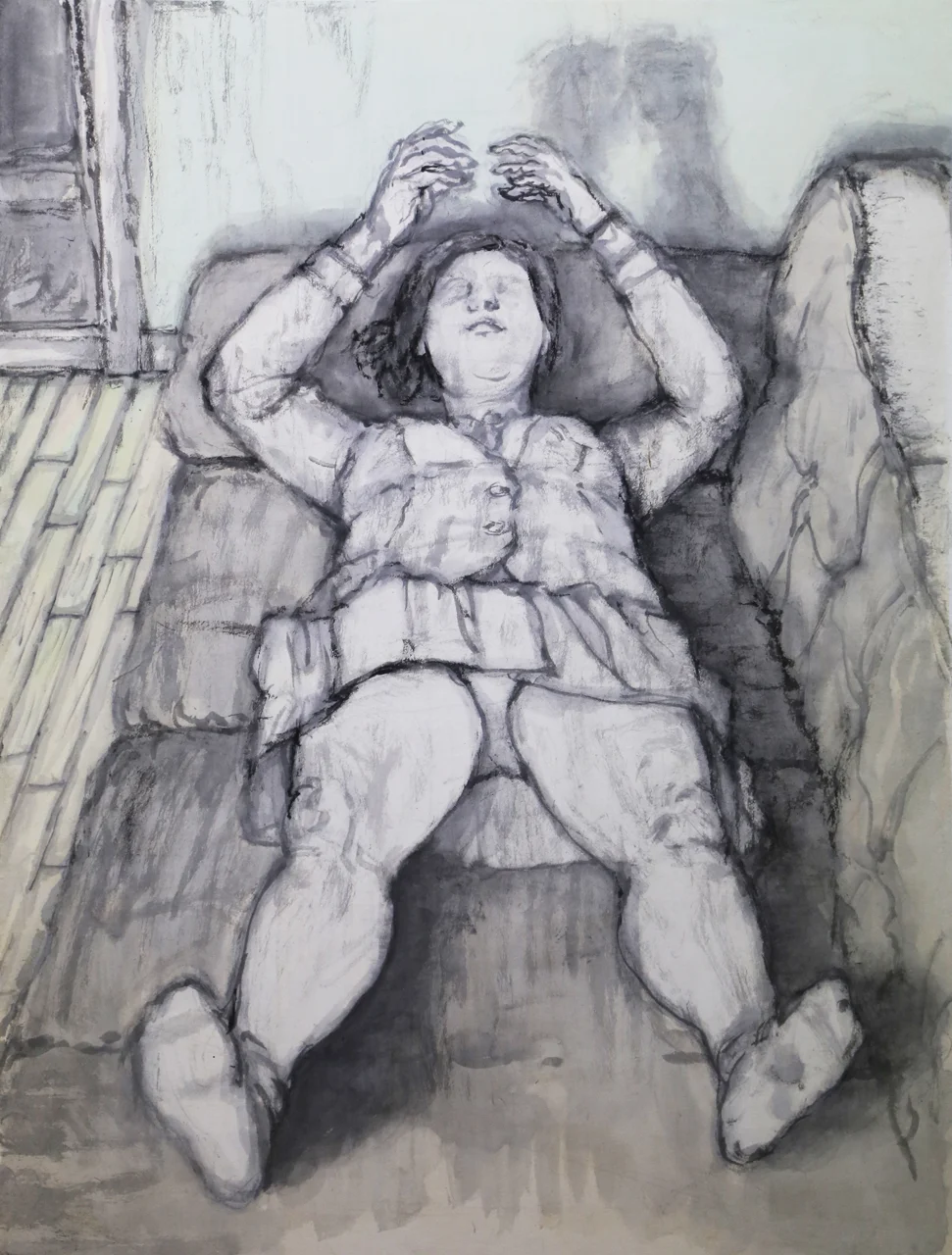 adult, Muk and acrylic on Korean paper, 48 x 68cm, 2014