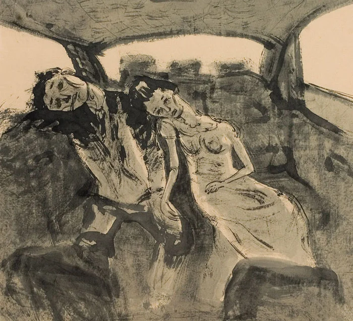happy honeymoon, Muk on Korean paper, 60 x 54cm, 2007