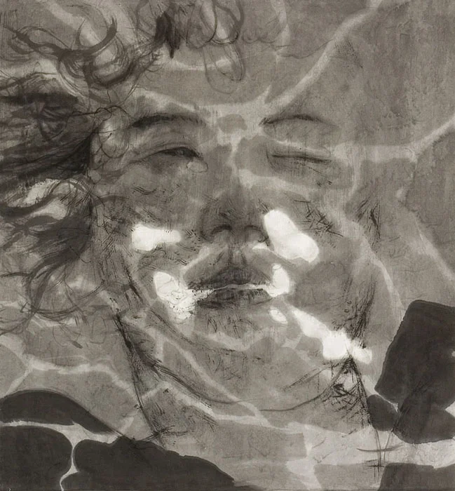 only the lonely, Muk on Korean paper, 130 x 140cm, 2006