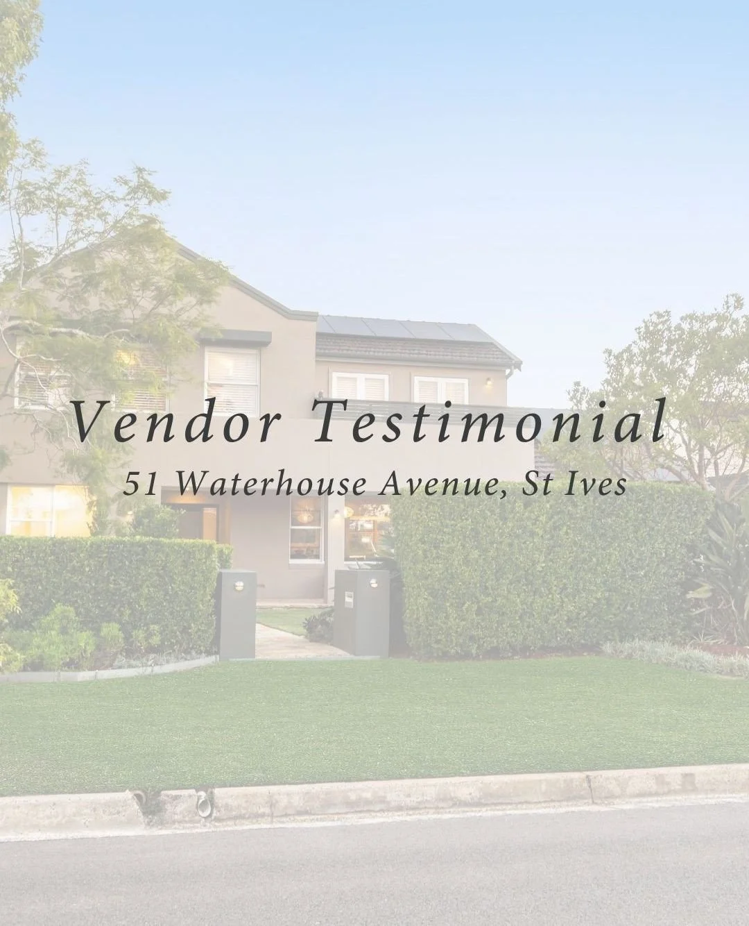 .⁠
⁠
Vendor Testimonial⁠
⁠
Helping people buy or sell a home is never just about the property &mdash; it&rsquo;s about guiding people through one of life&rsquo;s biggest milestones with care, communication and trust.⁠
⁠
We&rsquo;re so grateful to hav
