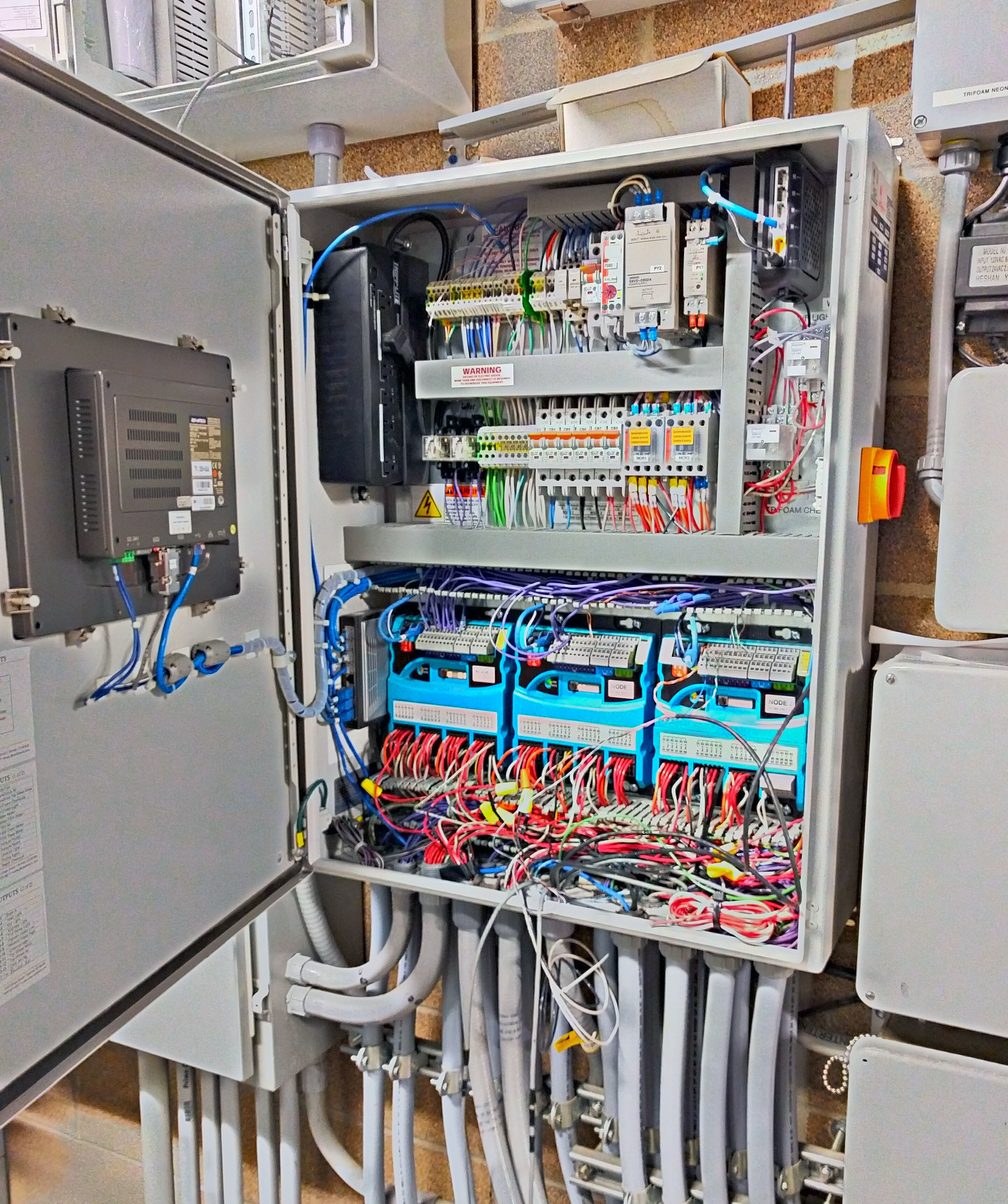 During the storm the controller was being rewired to our high standards. This picture shows what it looked like prior to the rewiring.