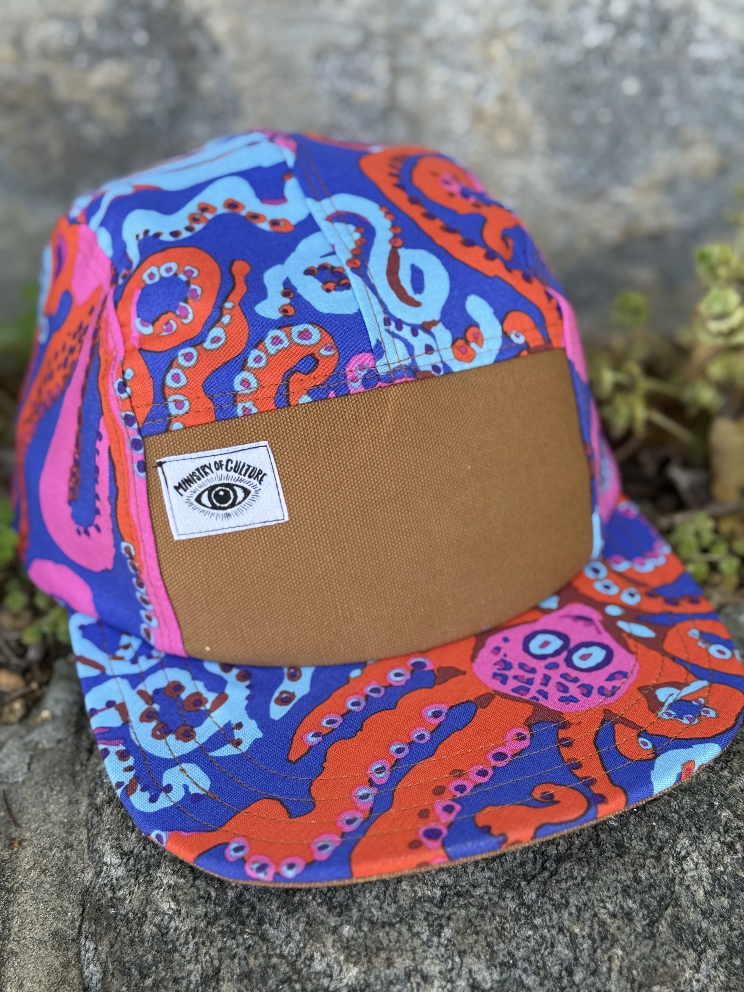 Handmade 5 Panel Camp Hat - Octopods