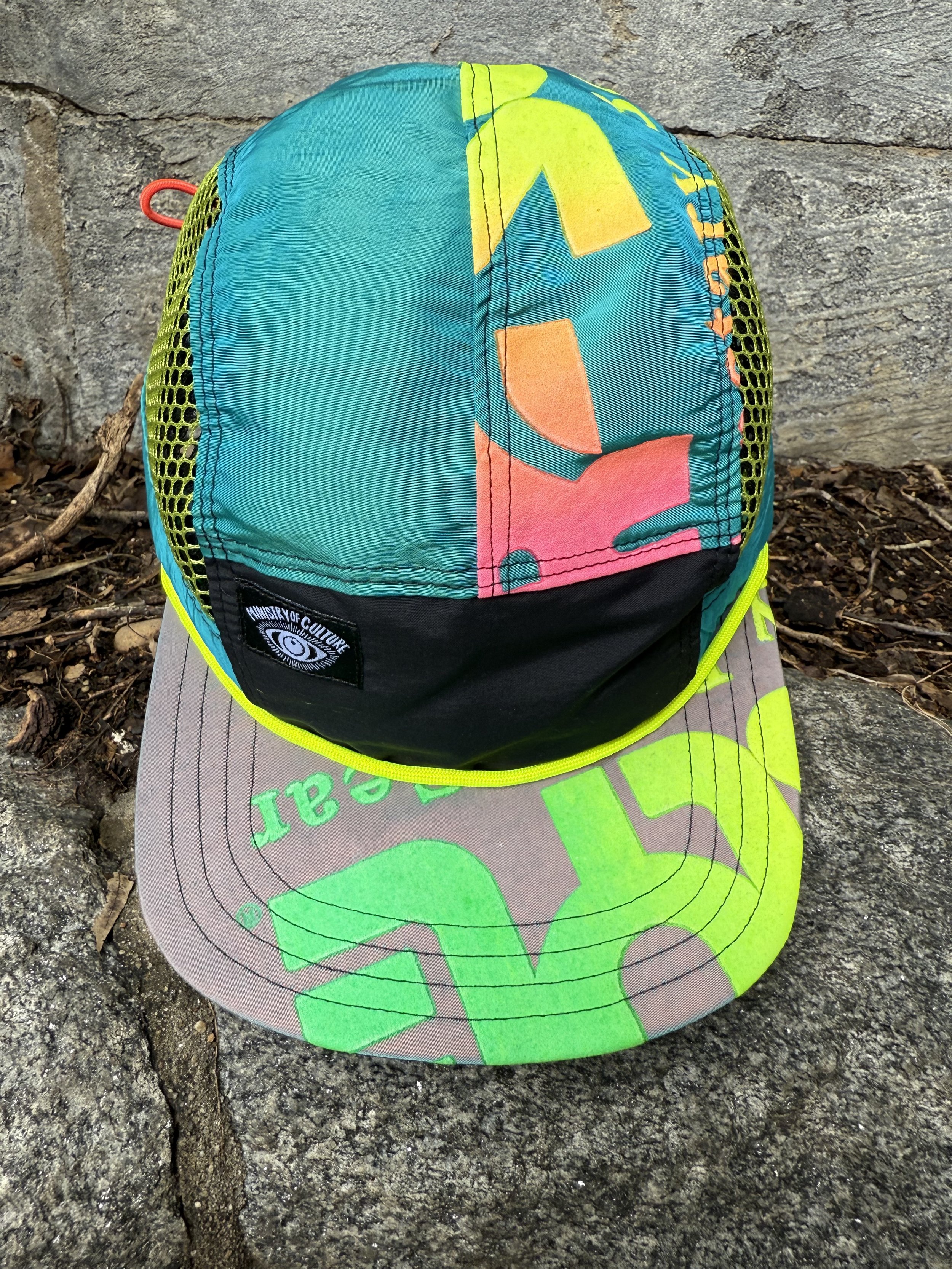 Mesh Surf Hat - Sharkskin Windbreaker Teal/ Neon Combo