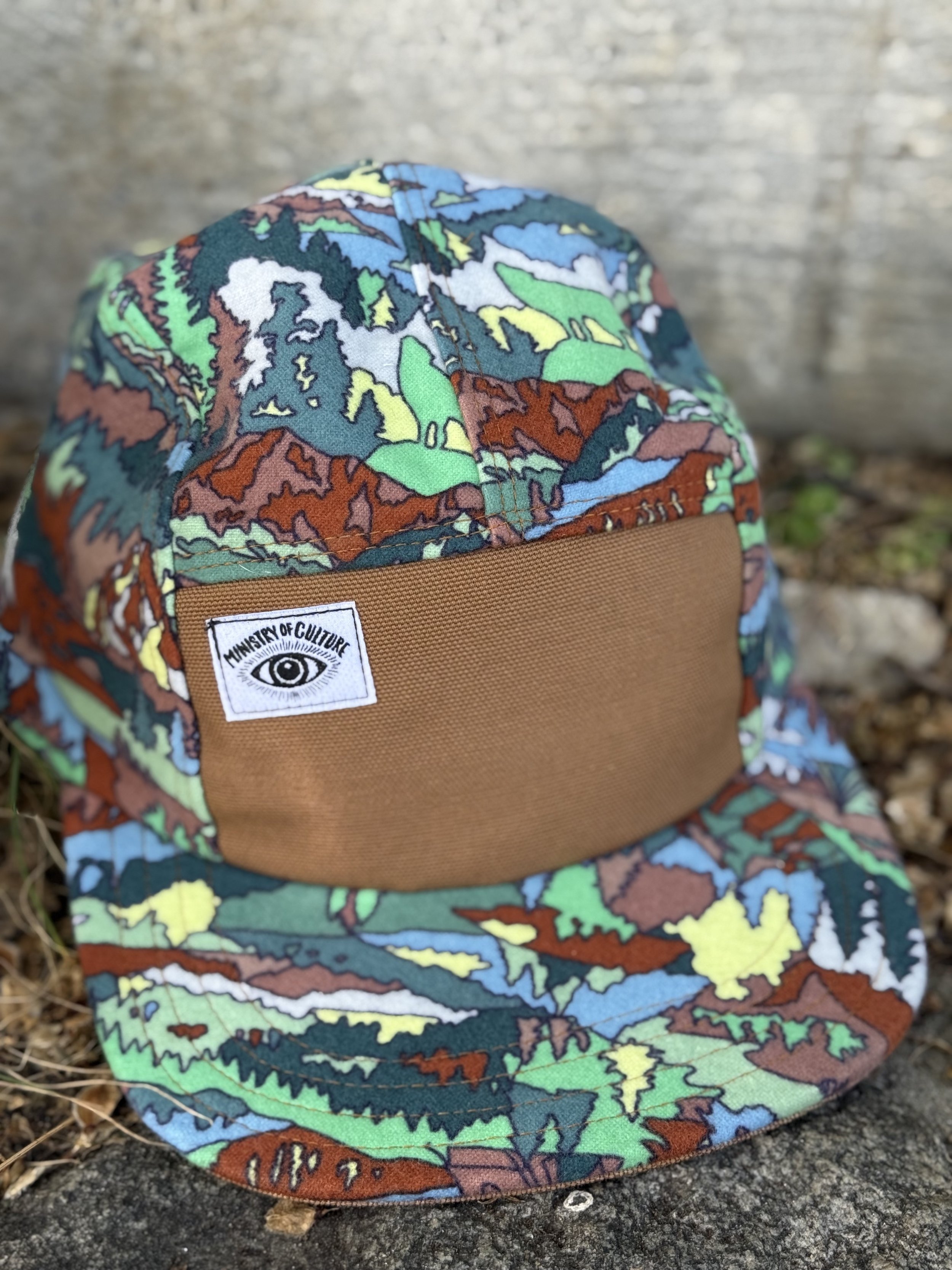 Green and Blue Forest Friends Print 5 Panel Hat