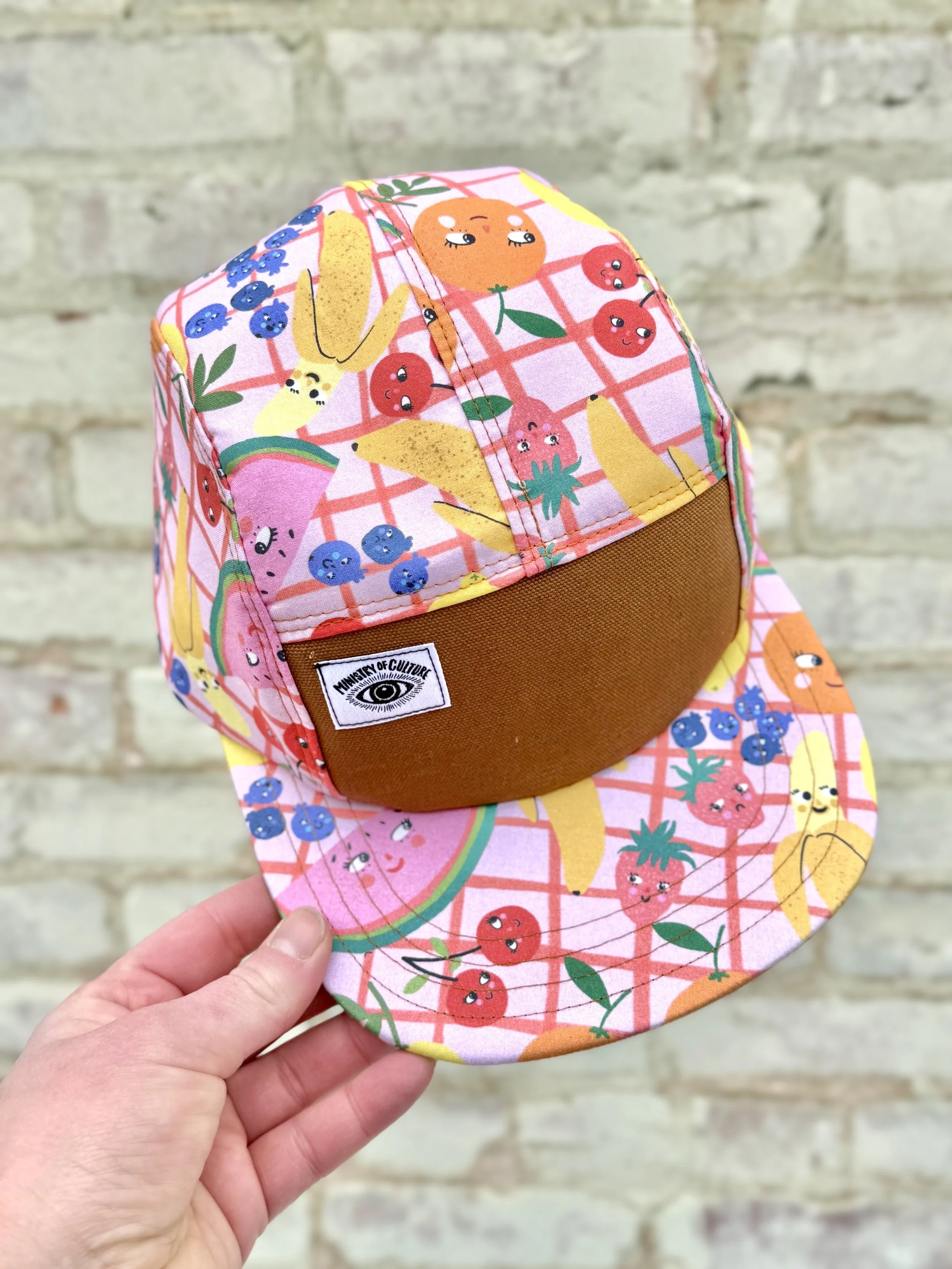 Handmade 5 Panel Camp Hat - Fruity Tutty Frenzy