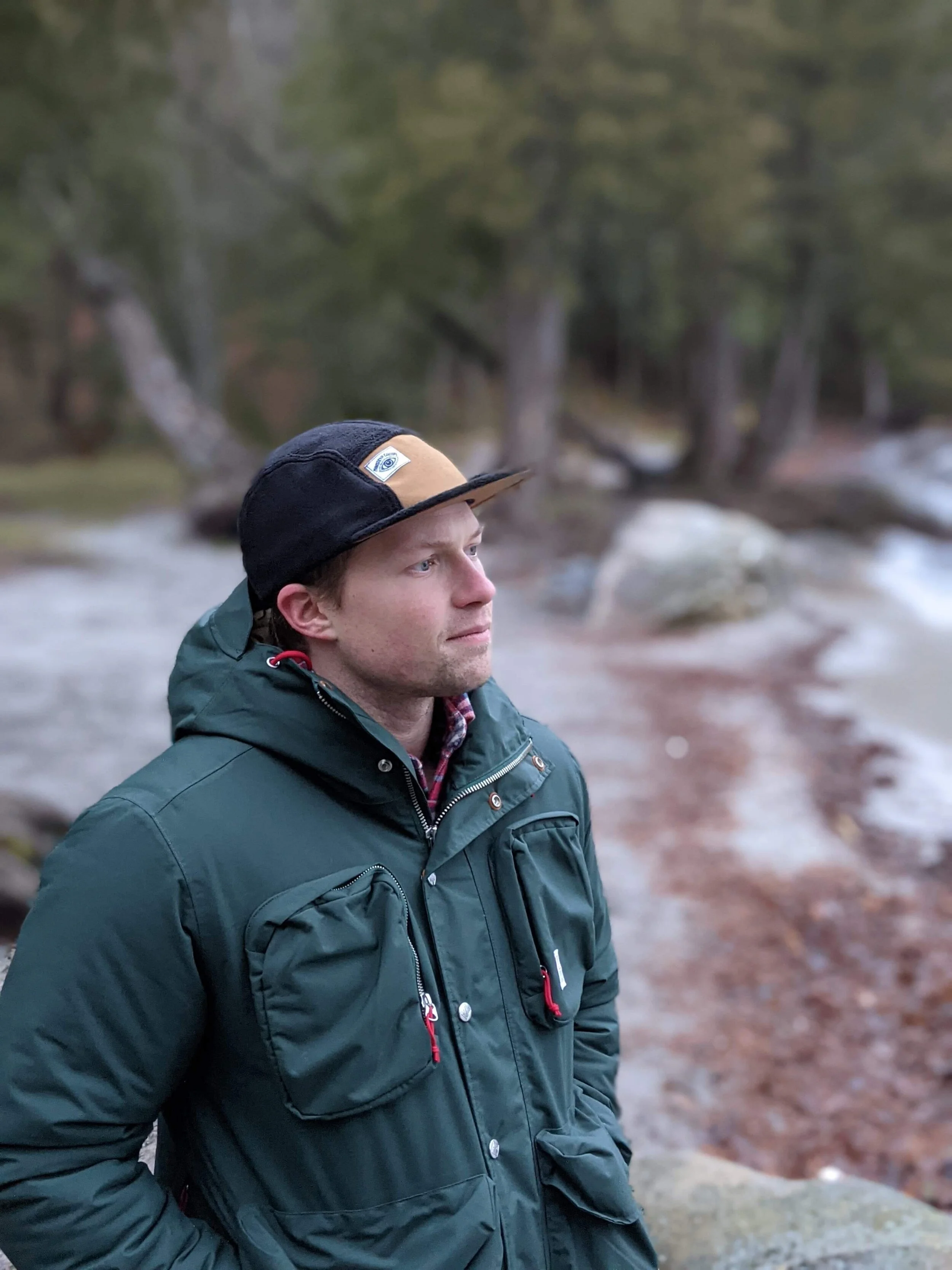 Handmade Black Fleece 5 Panel Camp Hat 