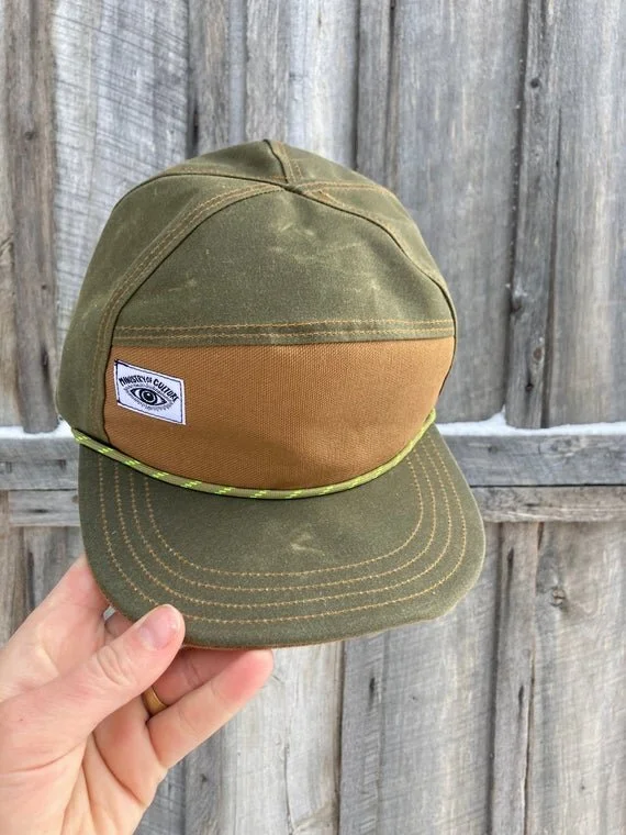 Ministry of Culture Handmade Olive Green Waxed Canvas Panel Hat
